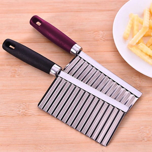 Rostfritt stål vågskärare manuell potatislök Crinkle Slicer för kök Random