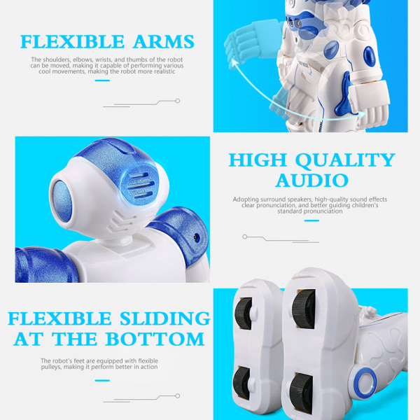 Liten dans Sjung Robotgester Sensing Multipurpose Robotleksak för vardagsrum Blue