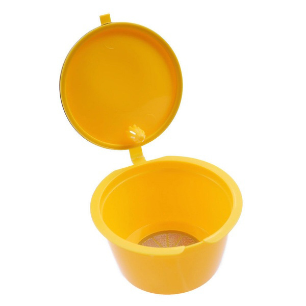 1 st Återanvändbara kaffekapslar kopp sked set Kompatibla Dolce Gusto-maskiner Yellow
