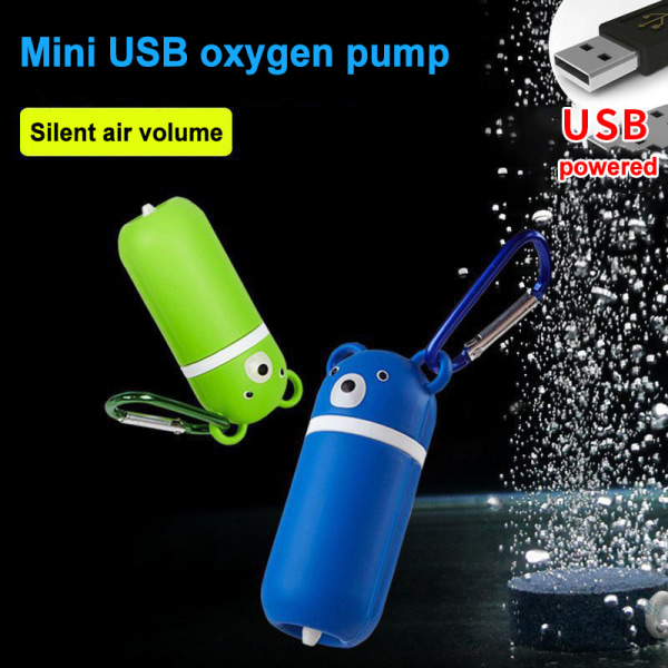 Söta Mute Oxygen Air Pumps Portable Mini USB Aquarium Fish Supplies Tillbehör för akvarium Grass Green