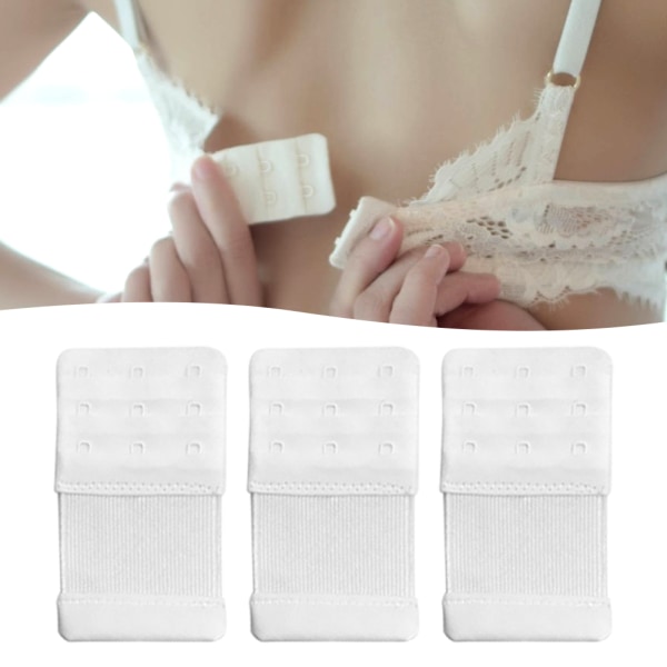 3 st BH-förlängare Set For Women Comfy Elastisk BH-förlängningsrem för alla vanliga BH White