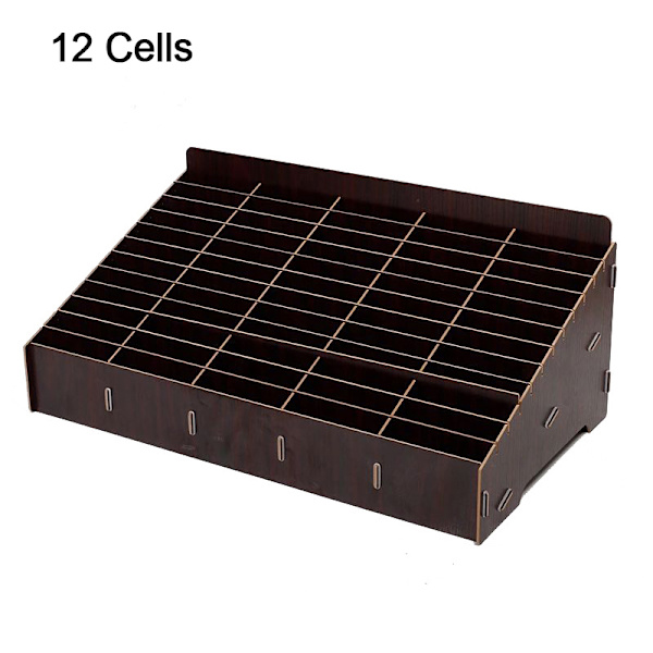 Trä Pennhållare Enkel pennask Multi Pen Organizer Förvaring För Skrivbord Skola Kontor Klassrum Walnut 12 cells