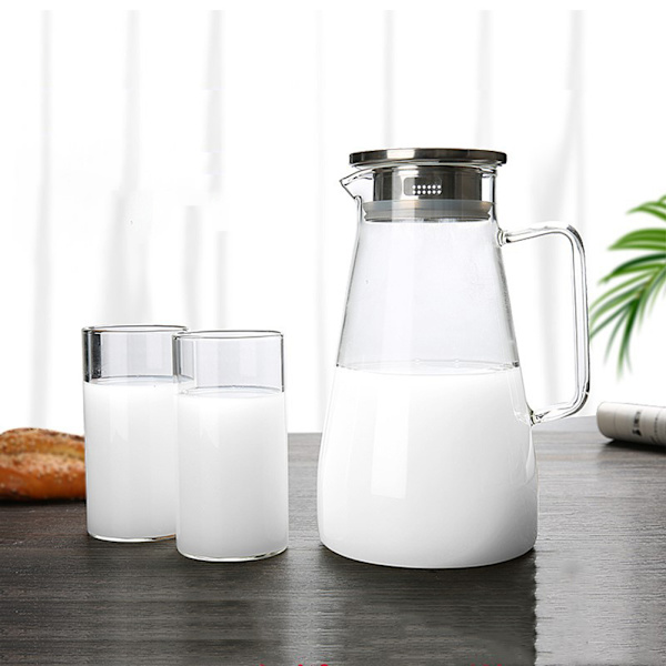 Glaskaraff Spishäll Säker Värmebeständig Stor Kanna Vattenkokare Varmt och iskallt te Vatten Juice Dryck