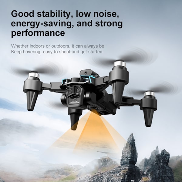 HD trippelkamera antenn-drönare leksak Vindmotstånd Quadcopters Leksaker för barn Tonåringar Vuxen Black 3 battery