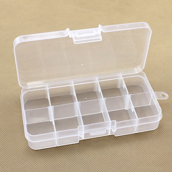 10 rutnät klar plast organizer smycken förvaringslåda med löstagbar rutnät behållare för pärlor örhängen Transparent