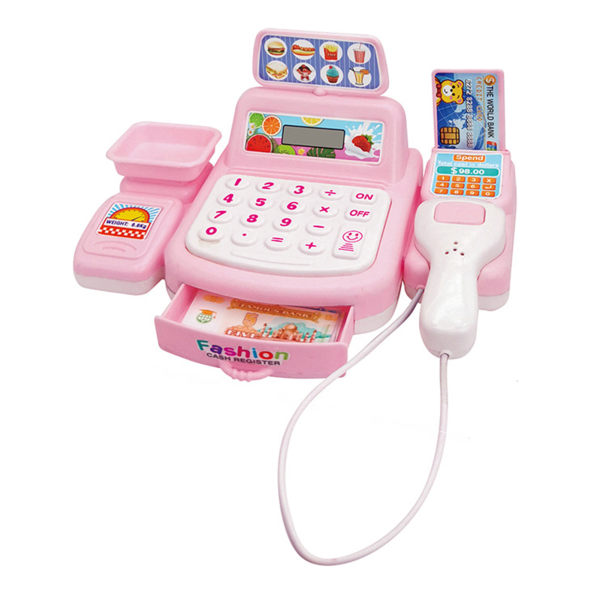 Barnlek Husleksak Supermarket Kassaapparat Leksak Multifunktionell pedagogisk leksak för förskolebarn Pink