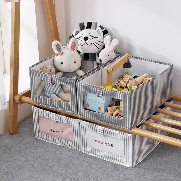 Organizer Vikbar förvaringslåda utan överdrag för barn Leksaker Underkläder Scarf 2 storlekar White Vertical Stripes Small