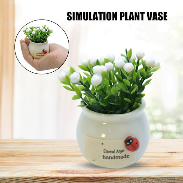 1 st Konstgjorda minikrukväxter Heminredning Lucky Fruit Bonsai Krukblommor Rice Cracker White