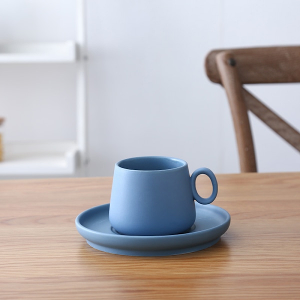 Kaffekoppar med bricka Porslin Te Matt keramik fat Mugg Macaron Hemtillbehör Yellow