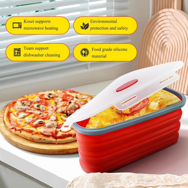 Vikbara stora trianglar Silikonpizzabehållare Återanvändbar överbliven pizzasmörgås Crisper For Ris Pasta Grey