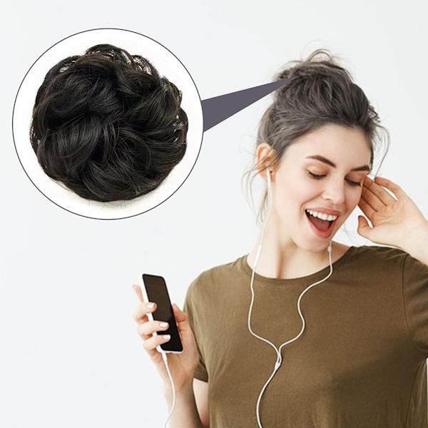 Simulering Peruk Scrunchies Charmiga snygga hårförlängningar för kvinnor tjejer Dark Bown