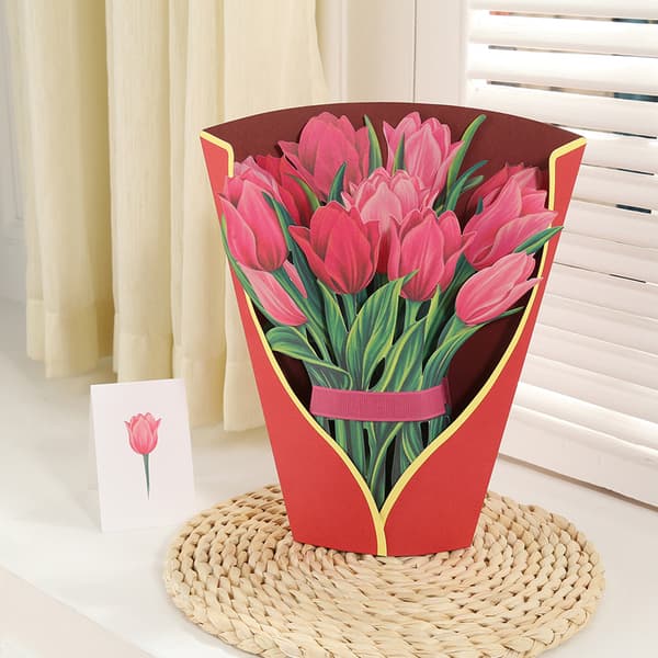 Mors Dag 3D Gratulationskort Blomma Bukett Papperskort Rose