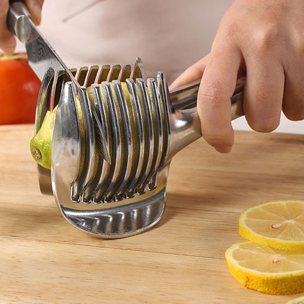Hushålls multifunktionella citronskärare Handhållen frukttomatavdelare för kökshem Aluminum