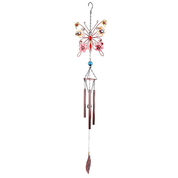 Konst Wind Chimes Metalltråd Buttlefly hängande prydnad Hem Vind Bell Chime Välsignelse hänge för utomhusbruk 9014 Wind Chime Tube