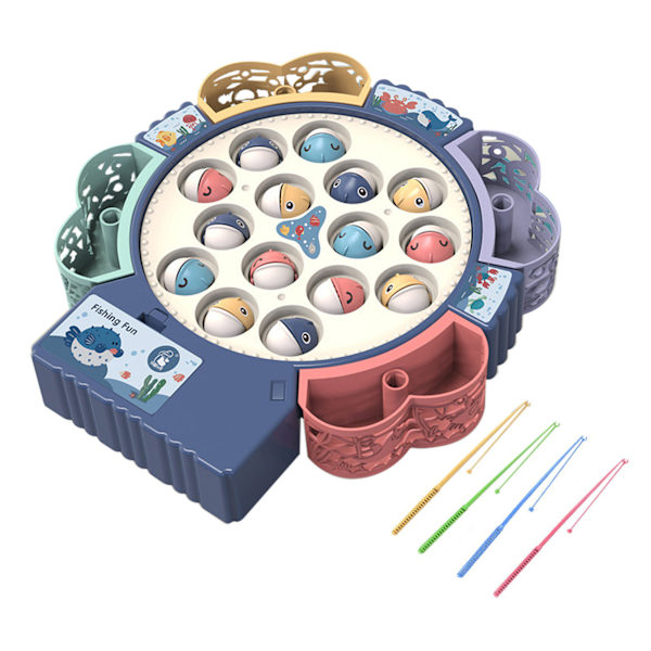 Multifunktionell roterbar magnetisk fiskeleksak Cool interaktiv leksak Födelsedagspresent Blue 15 Pieces