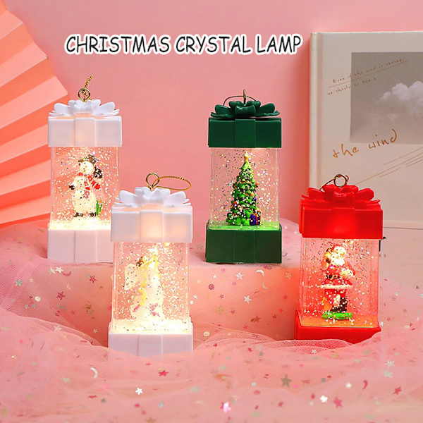 Presentförpackning Formad snöglob Lykta LED Xmas Festival Ornament Glittrande Hängande Julljus Batteri som drivs för hemmet Tree