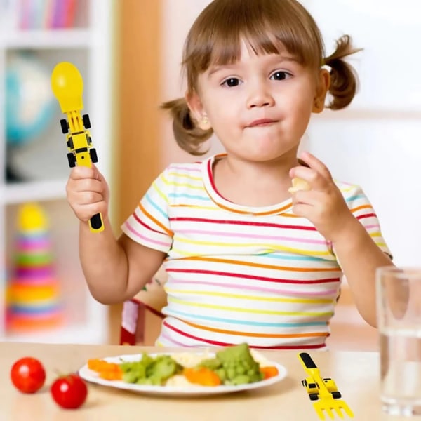 Kid Bulldozers Utseende Servis Multifunktionell Snygga Desserter Gafflar För Kök Engineering Vehicle Bundle