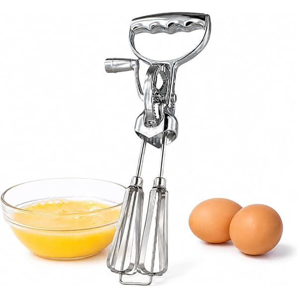 Eggvisper i rustfritt stål, hånddrevet roterende eggvisper, håndmikser, kjøkkenredskap 3pcs