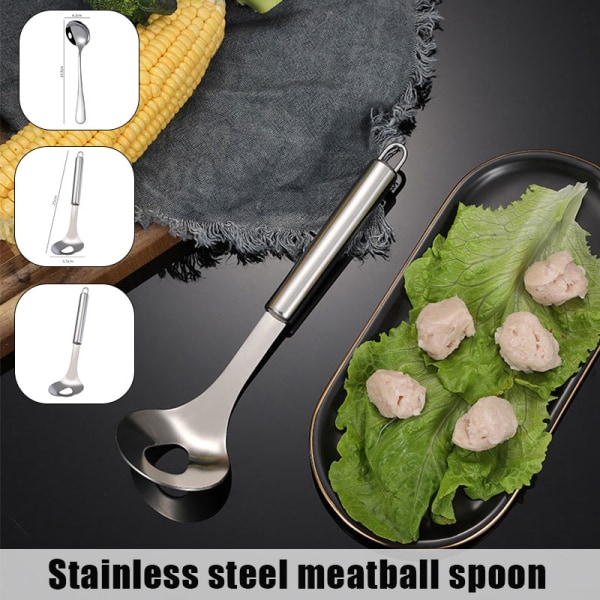 Köttbullesked i rostfritt stål Användbar produkt Extrudering Köttbulle för att göra köttbullar Köksprylar Hemma Ordinary Spoon