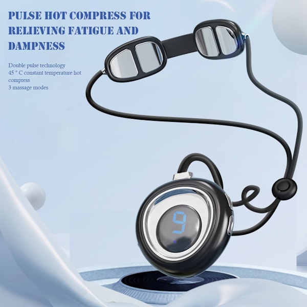 Dubbelfrekvens Pulser Nack Massager 45° Persistent Uppvärmning Vikbar Nack Device För Shopping Black Basic Model