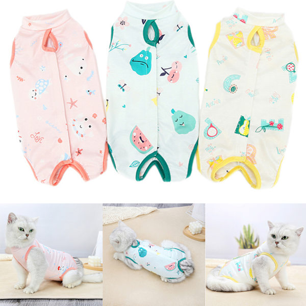 Cat Recovery Suit Katt efter operation Återhämtningsdräkt Husdjurssteriliseringsväst Yellow M