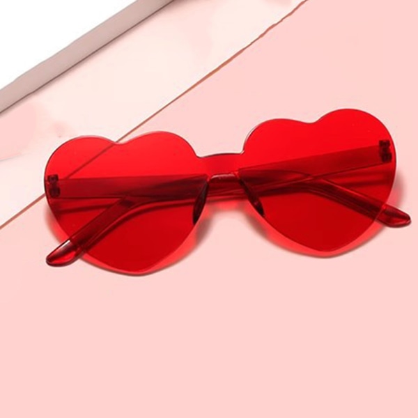 Love Heart Shape Solglasögon High Definitions Soltäta utomhusglasögon för utomhusresor Red