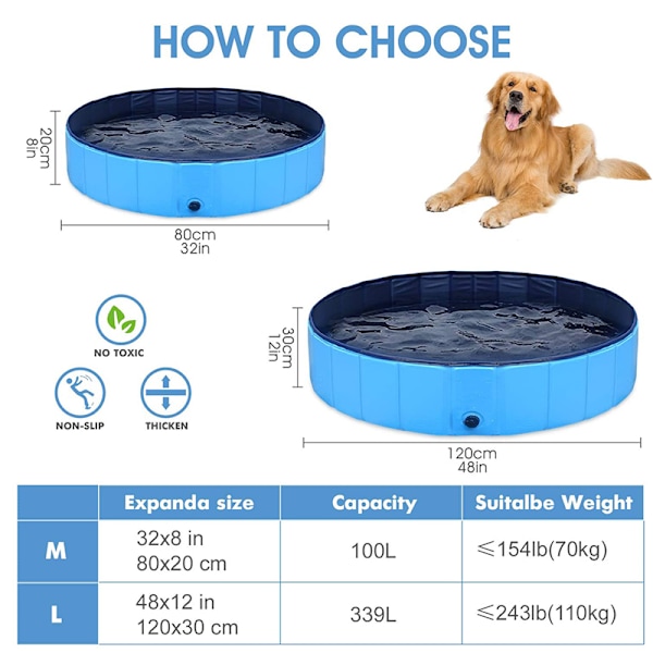 Hundpool hopfällbar sällskapsdjursbadpool hopfällbar för valp katt barn trädgård utomhus