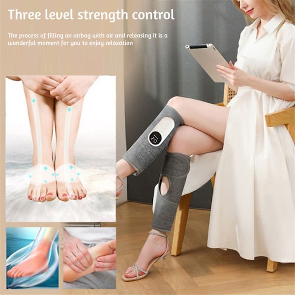 Elektrisk Hot Compress Ben Massager Bärbar lätt kalv Massager Pad För Kvinnor Män Grey 2pcs