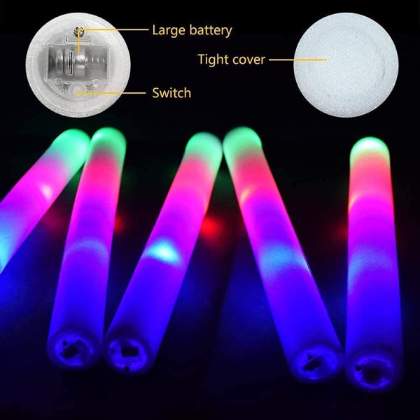 Färgglada LED Foam Stick Portable Blinkande Foam Glow Sticks Kreativa festtillbehör till jul Halloween födelsedag Colorful 30pcs