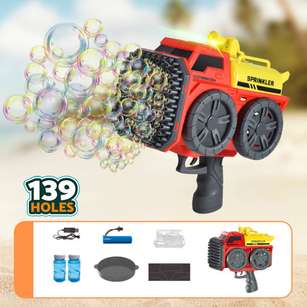 57/139 hål handhållen elektrisk bubbelmaskin med lampor Multifunktionell rolig bubbelmaskin för utegård