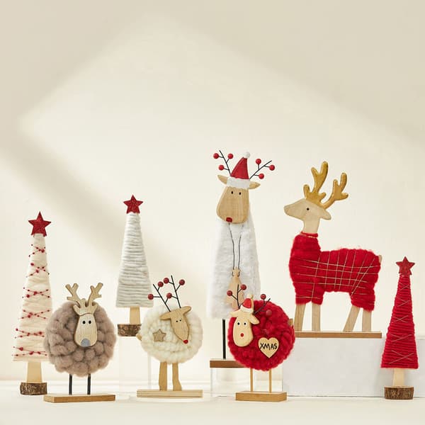 Söt fårfiltprydnad av jul Utsökt bärbart bordshantverk för sovrum Red Four Legged Elk