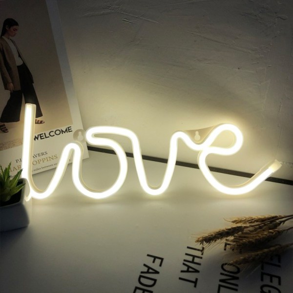 Kärleksbrev Neonskylt Akryl Väggdekor USB/Batteridriven Dekorativ Hem Atmosfär LED Nattlampor För Flickor Fest Warm White