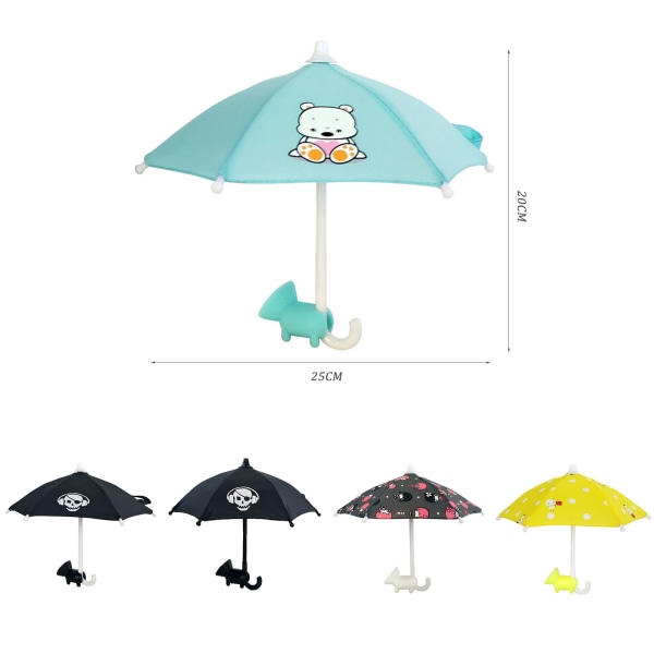 Mini telefonparaply med sugkoppshållare Bärbar telefon parasoll Black