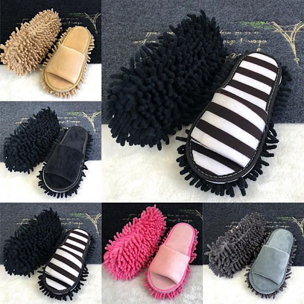 Mopp Tofflor Lazy Floor Fotstrumpor Skor Snabbpolering Rengöring Dammtofflor Pink