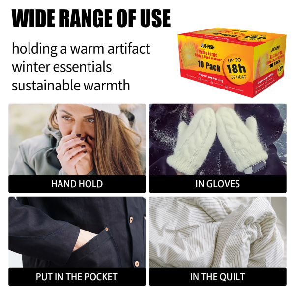 Multipurpose Hand Warmer Natural Lasting Heat Patch Självhäftande fötter Kroppsvärme Paste Pad för vintern Nytt