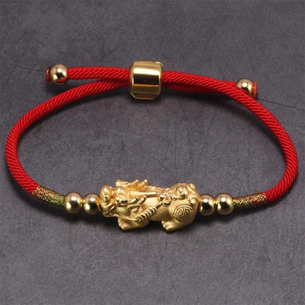 Feng Shui Röd String Piyao Armband Med Pixiu Justerbar Väv Hand Kedja Present För Män/Kvinnor Black