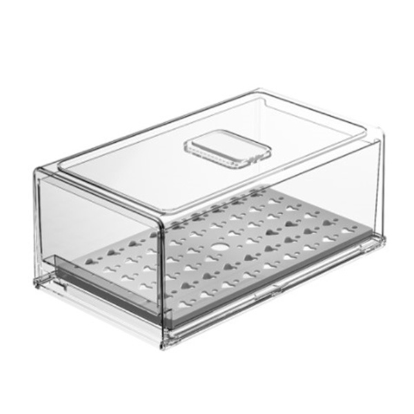 Rensa Kylskåp Förvaringslåda Låda Design Avloppsstapling Transparent Frukt Organizer Bin Hushåll With Partition Medium