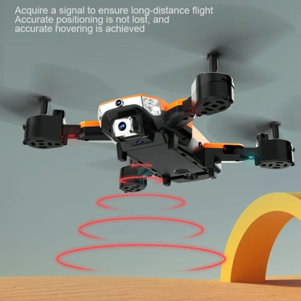 Bärbar svart/orange drönare-kamera med väska 360° fliphastighetsjustering Quadcopters Presenter för barn Vuxna Orange Single8K 3B