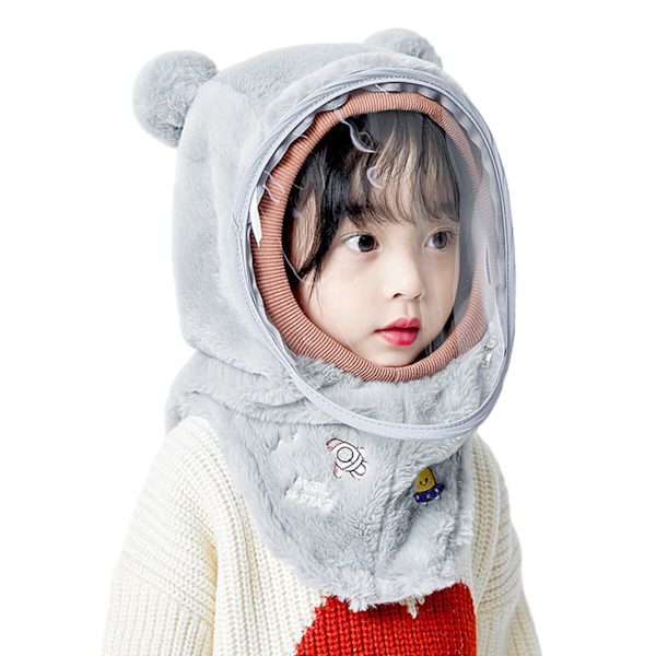Söt tecknad mask cover hatt Anti-dimma värmande utomhus hatt för shopping Grey Planet