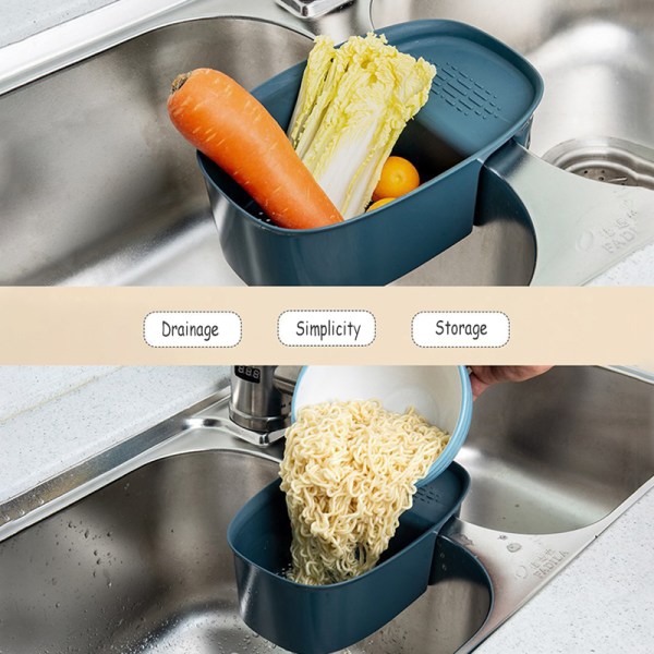 Hängande diskbänkskorg Multifunktionell diskbänk avloppskorg Hylla Förvaringsställ Köksmaterial för kök badrum