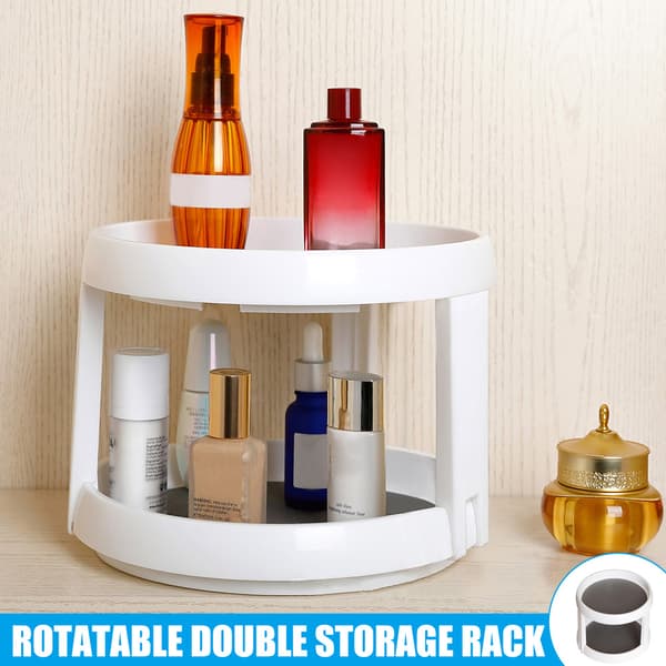 Plast rund tvåvånings skivspelare Desktop Organizer Display Stand för kök Pantry sovrum