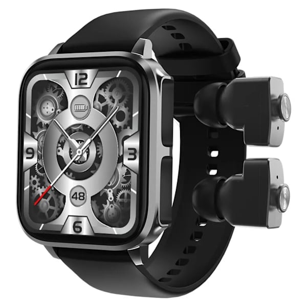 2 i 1 Smartwatch och Headset Bluetooth-kompatibla hörlurar med Smartwatch sömnpulsmätare Black