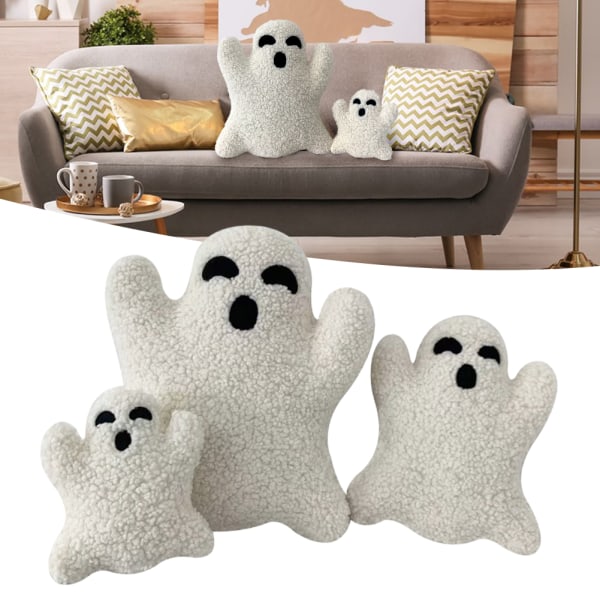 Halloween söt plysch spöken docka bekväm PP bomull kramas docka för barn pojke flicka kvinnor män White 30cm