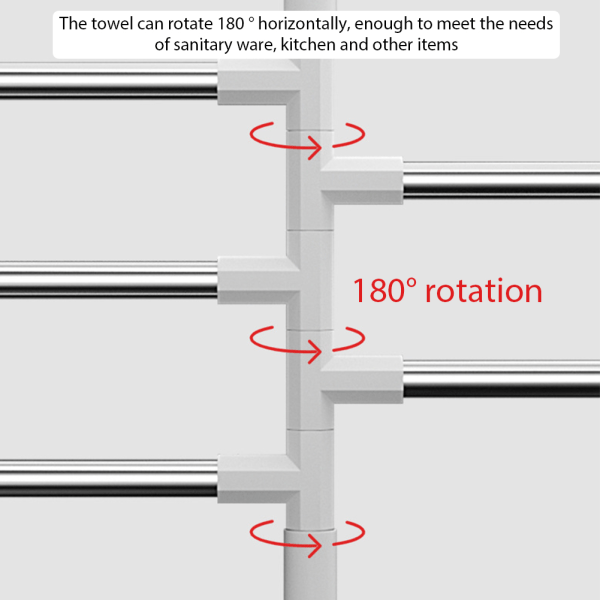 Handdukshållare Rostfritt stål 180° rotation Badhanddukshållare med svängarm Väggmonterad handdukstork Three Layers