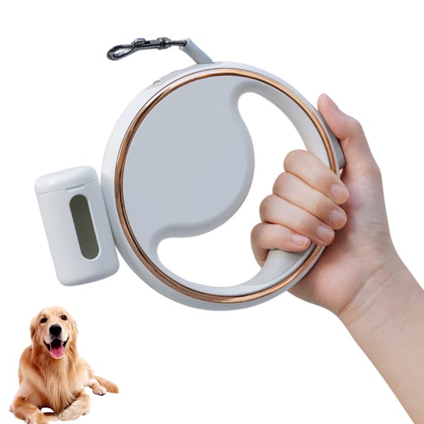Infällbart hundkoppel med LED-lampor för små medelstora hundar White