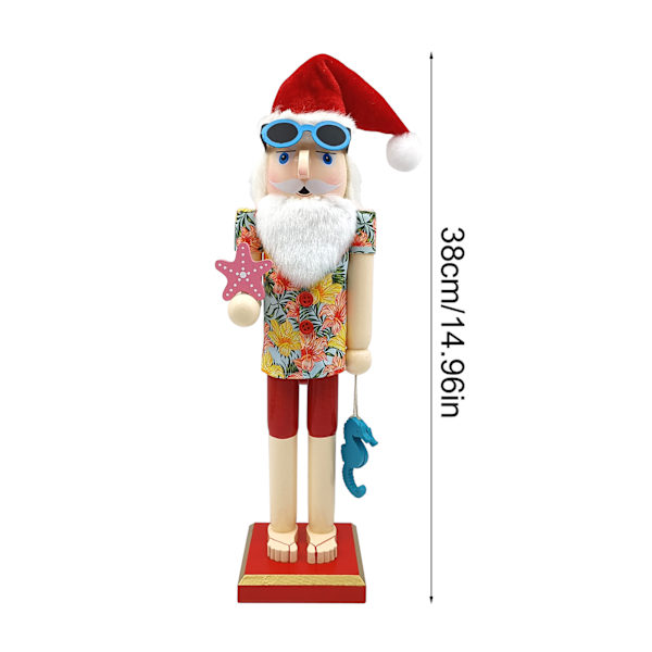 Beach Santa Wood Nötknäppare Stora unika dekorativa prydnader för festlig julbordsdekor Ll0049