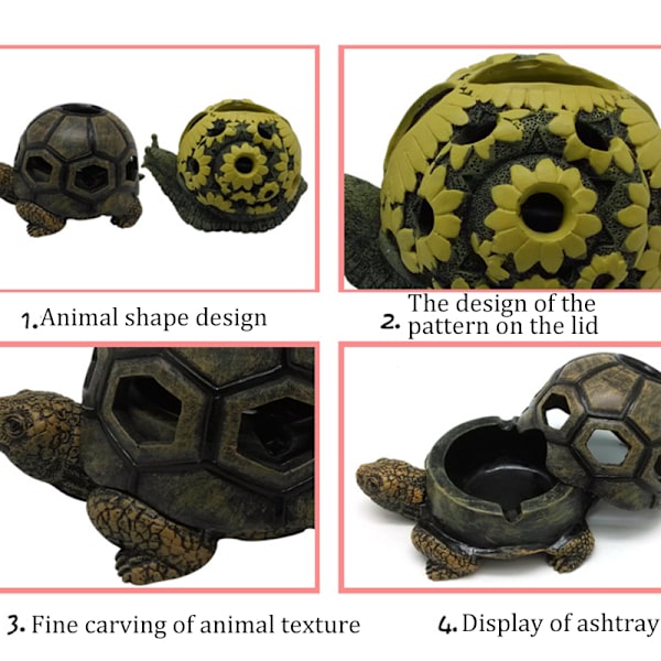 Askfat med lock Söt sköldpadda snigel harts askfat för hem och kontor inredning Fars dag present Tortoise