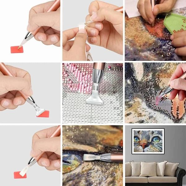5st LED- diamond painting Ljuspunktsborrpenna Ljuspunkt diamantkorsstygnverktygspenna Red