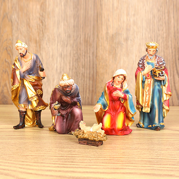 Julkrubba figurer Målade hartshantverk Kreativt julbordsprydnad för hem Vardagsrum Sovrum 11 Piece Set