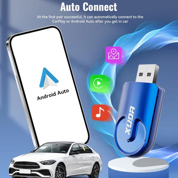Langaton Carplays-sovitin Android Auto 2 in 1 Älykäs USB-dongle Mini Kompakti Carplays-muunnin Sky blue